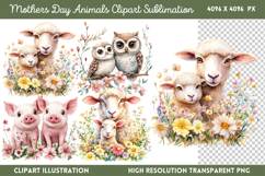 Mothers Day Animals Clipart PNG Product Image 1