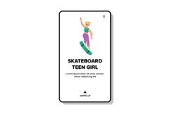 Skateboard Teen Girl Riding In Extreme Park Vector Product Image 1