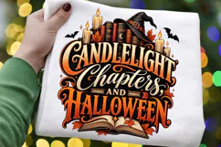 Candlelight Chapters & Halloween PNG, Spooky Book Lover Product Image 3