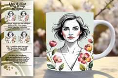 Colorful 11oz Mug Wrap Png Design , Beauty Woman Product Image 1
