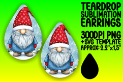 Trendy Teardrop Earrings Design PNG for Crafting , Gnome Product Image 1