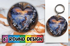 PNG Round Design Winter 3D Heart Frame Sublimation Product Image 1