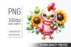 Cute Chicken, Animal Sublimation Clipart PNG Product Image 1