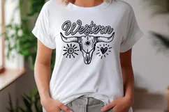 Western Skull Clipart SVG Rope Font Western Tshirt Design Product Image 2