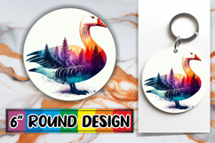 Playful Circle Keychain Sublimation, Animals Art Product Image 1