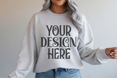 Sport Grey Gildan 18000 Mockup, Sweatshirt Crewneck Mockups Product Image 1