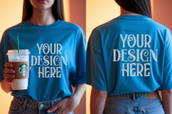 Lagoon Blue Comfort Colors 1717 Front &amp; back T shirt Mockup Product Image 1
