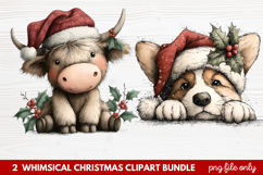 Whimsical Christmas Clipart | Cute Festive Holiday PNG Product Image 1