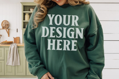 Forest Green Gildan 18000 Crewnwck Sweatshirt Mockup, gildan Product Image 1