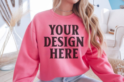Gildan 18000 Heliconia Mockup , Crewneck Sweatshirt Boho Product Image 1
