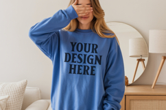 Indigo Blue Gildan 18500 Hoodie Sweatshirt Mockup, 185 mock- Product Image 1