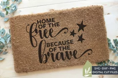 Home of the Free Because of the Brave Patriotic Doormat SVG Product Image 1