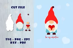 Valentine Gnome svg with heart. Be my valentine. Cut file Product Image 1