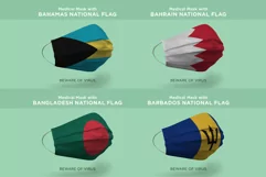 Mask with bahamas bahrain bangladesh barbados Nation flag Product Image 1