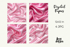 Pink Silk Digital Paper Kit Rococo Valentine Patterns Product Image 2