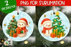 Christmas ornament PNG sublimation, Cute snowman ornament Product Image 1