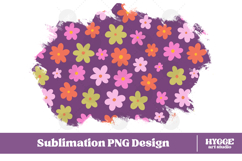 Retro Flowers Background Png Floral Paper Sublimation Splash Product Image 1