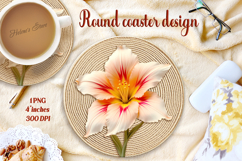 Delicate vintage floral round coaster sublimation design png Product Image 1