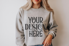 Sport Grey Gildan 18000 Mockup, Sweatshirt Crewneck Mockups Product Image 1