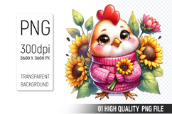 Cute Chicken, Animal Sublimation Clipart PNG Product Image 1