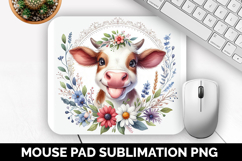Cow Mouse Pad, Cute Animal Mouse Pad PNG, Animal Lover Gift Product Image 1