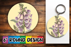 Vibrant Round Design Keychain Artwork , Beauty Flower Product Image 1