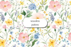 Pastel Wildflower Meadow Seamless Pattern with Lavender Product Image 1