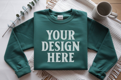 Forest Green Gildan 18000 Folded Flat Lay Mockups Product Image 1