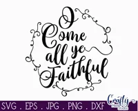 O Come All Ye Faithful Christian Christmas Round Sign Svg Product Image 2