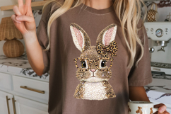 Easter Bunny png, Leopard Print Knit Bunny with Glasses png Product Image 4