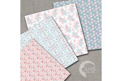Floral papers, Shabby Chic Papers, Pink and Teal Florals, scrapbook papers, digital paper, commercial use, AMB-1443 Product Image 2