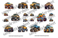 Printable Monster Truck Stickers - 20 Designs on 4 Sheets Product Image 7
