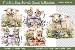 Mothers Day Animals Clipart PNG Product Image 1