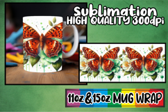 Cheerful heart 11oz 15oz mug wrap, Butterfly Product Image 1