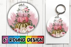 Sweet Watercolor Pumpkin and Flowers Round Design Product Image 1