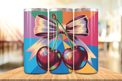 Valentine’s Day 3D Cherry &amp; Bows Tumbler Wrap PNG Big Bundle Product Image 6