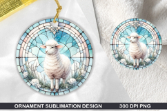 Sheep Stained Glass Ornament PNG, Sublimation PNG Design Product Image 1