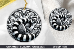 Lemur Stained Glass Ornament PNG, Digital Download File Product Image 1