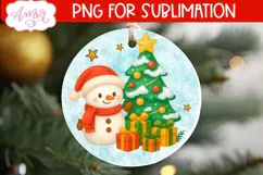 Christmas ornament PNG sublimation, Cute snowman ornament Product Image 2