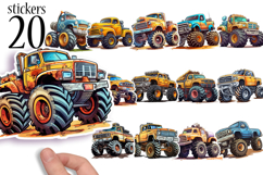 Printable Monster Truck Stickers - 20 Designs on 4 Sheets Product Image 1