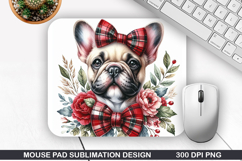 Dog Flower Mouse Pad Sublimation, Animals Mouse Pad PNG Product Image 1