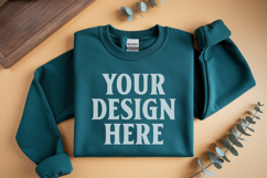 Forest Green Gildan 18000 Folded Flat Lay Mockups Product Image 1