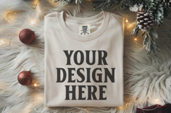 Ivory Comfort Colors 1717 Christmas Folded T-Shirt Mockup Product Image 1