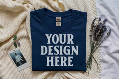 Navy Gildan 5000 Flat Lay Tshirt Mockup, G5000 mockups Product Image 1