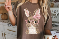 Easter Bunny png, Knit Bunny with Glasses png Product Image 1