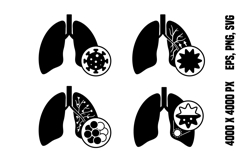 Icons of Lung Disease, Bronchitis, COPD, and Pneumonia Product Image 1