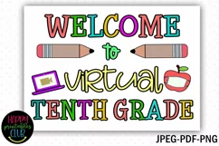 Welcome to Virtual Tenth Grade Sign I First Day School Sign Product Image 2