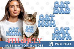 American Cat Mama Papa 4th of July USA Paw DTF PNG Bundle Product Image 1