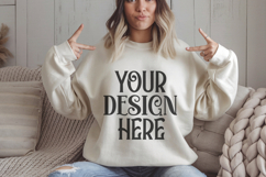 Sand Gildan 18000 Crewneck Sweatshirt Mockups,G18000 Product Image 1