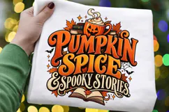 Pumpkin Spice & Spooky Stories PNG, Halloween Book Lover Product Image 2